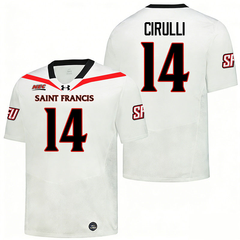 Saint Francis Red Flash #14 Aidan Cirulli College Football Jerseys,Uniforms Stitched-White